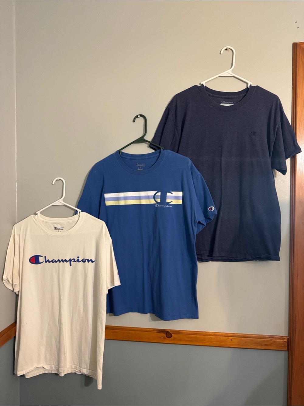 Champion Men’s Short Sleeve Tees in White, Royal Blue & Navy